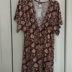 Jordan Taylor Snakeskin Print Empire Waist Coverup M